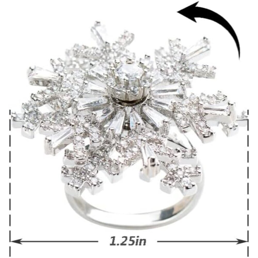 Snowflake Rings, Funny Rotatable Snowflake Adjustable Big Ring Fidget Rings for - Picture 6 of 6